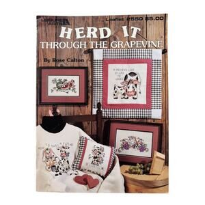 Vintage Herd It Through The Grapevine Cross Stitch Design Book Cow Country Farm
